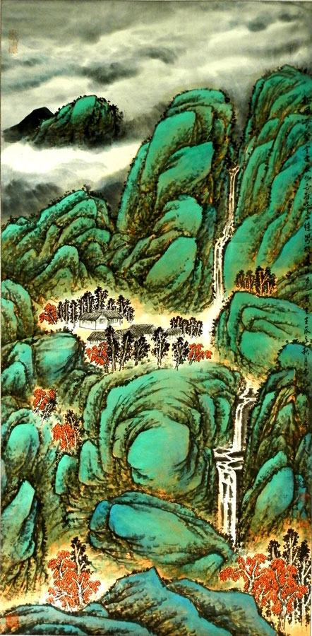 中国画《松风云壑》
